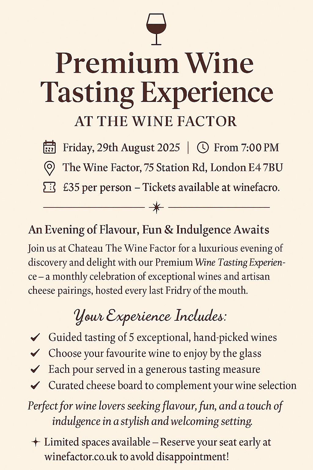 🍷 Premium Wine Tasting Experience – Wine Factor Ltd